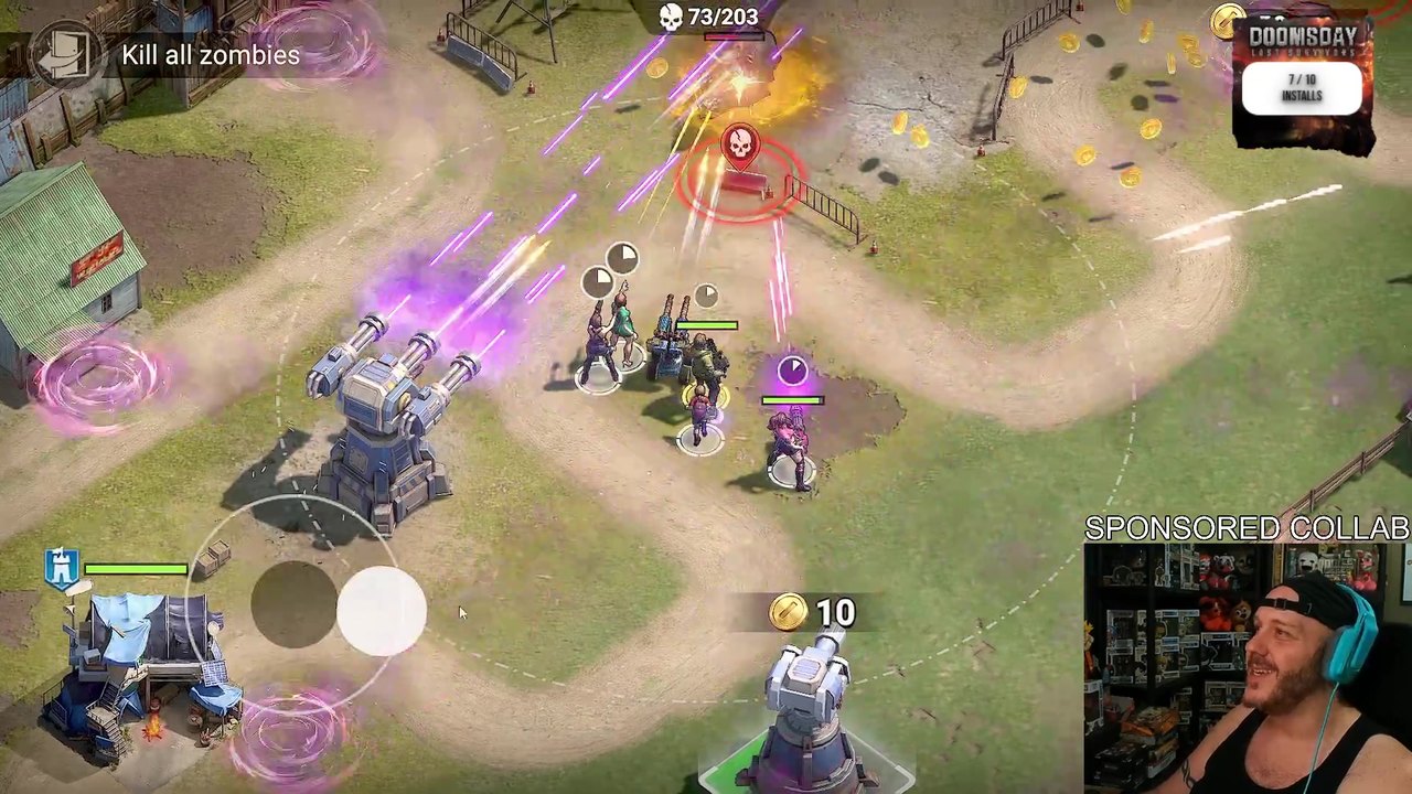 Defending the base against a zombie wave during the stream